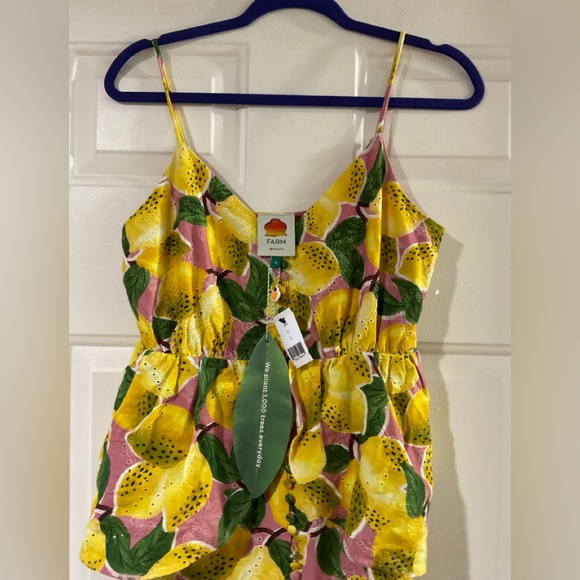 Farm Rio / anthropologie Fresh Lemons Ruffled Midi Dress Small - Picture 10 of 15